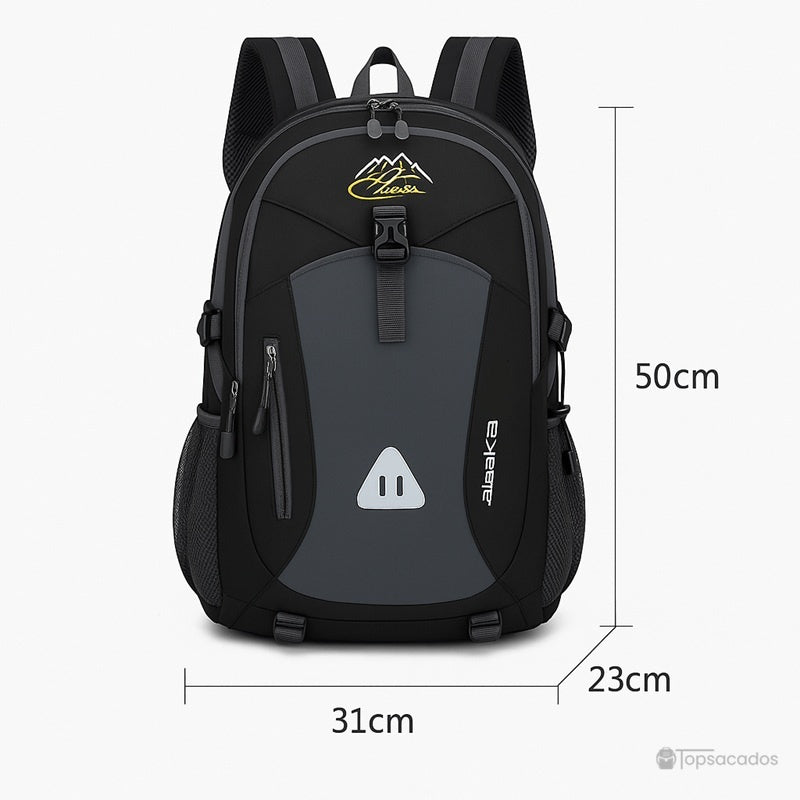 Sac à dos 40L randonnée noir avec dimensions 50x31x23 cm affichées, vue de face