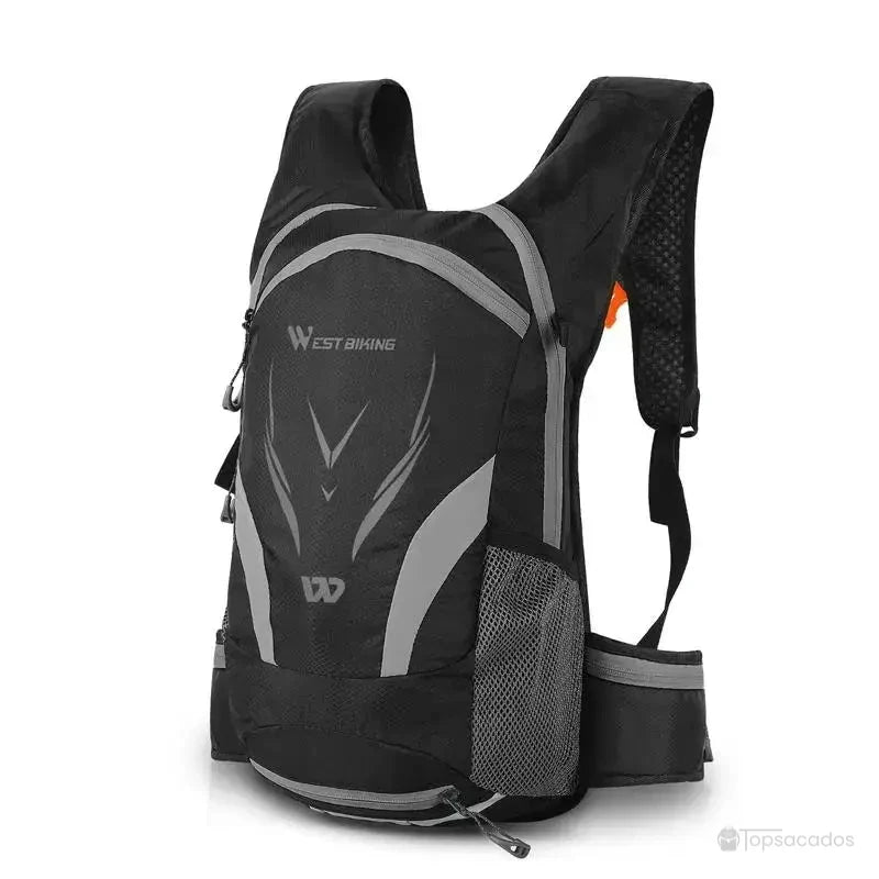 sac à dos 16 l gris et noir avec design ergonomique, deux poches latérales en filet et sangle thoracique visible