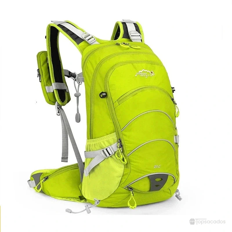 Sac à dos 20 L randonnée vert fluo 20L pour trekking ou vélo, avec sangles ajustables et poches fonctionnelles