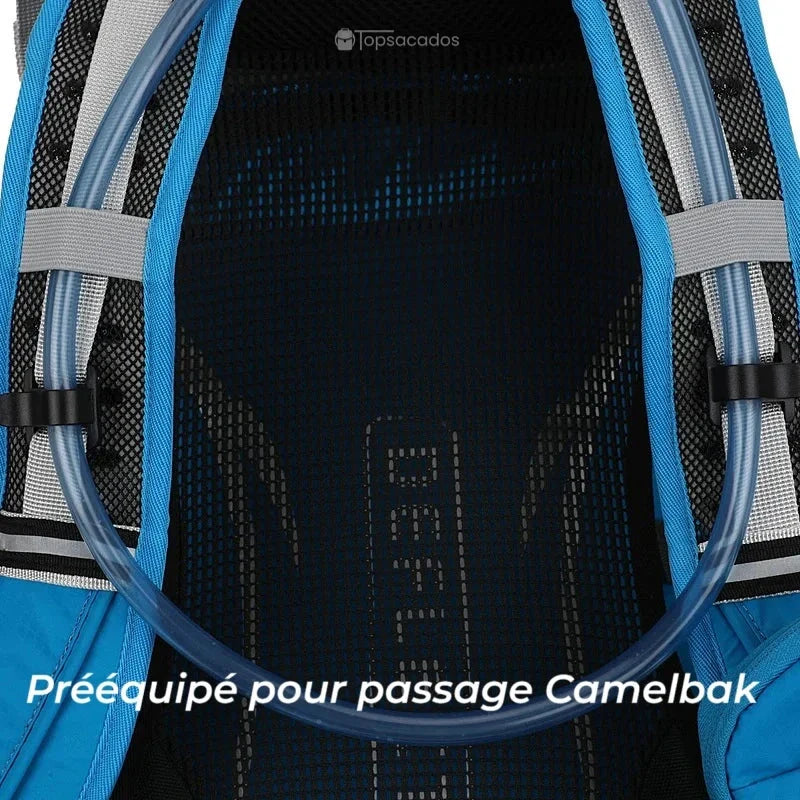 Sac à dos 20 L randonnée prééquipé pour poche à eau avec sortie tuyau Camelbak sur l’épaule droite