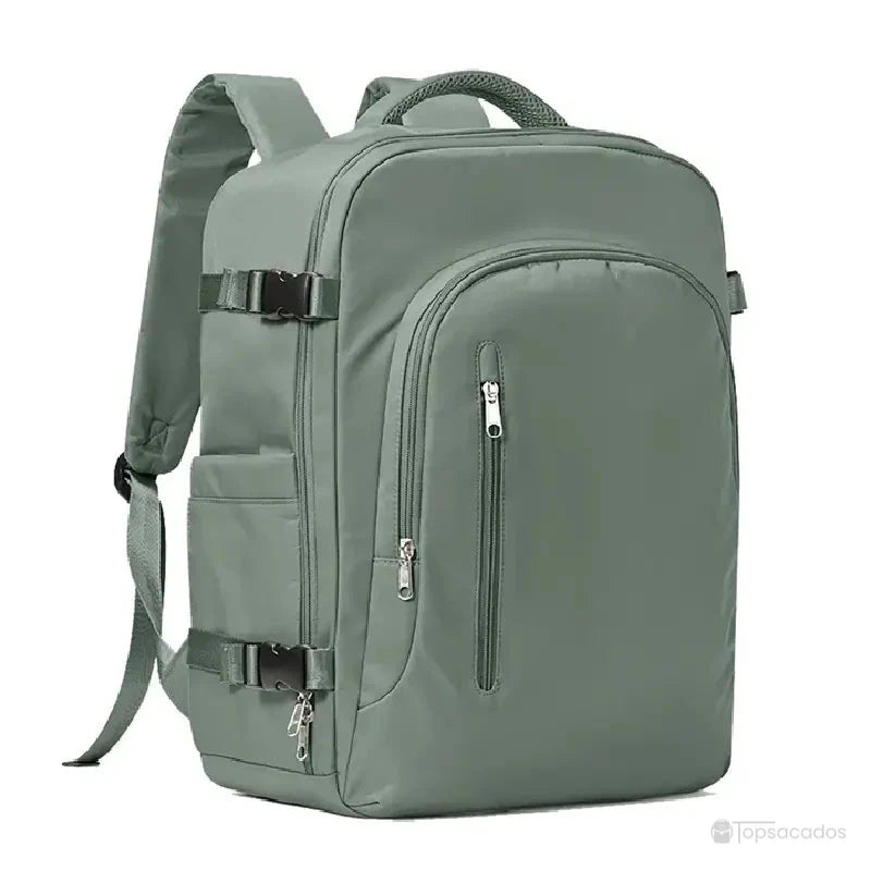 Sac à dos 30 litres vert kaki avec fermeture frontale verticale, sangles robustes et tissu mat