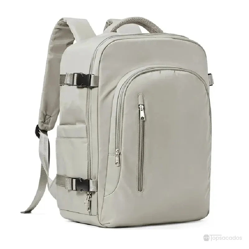 Sac à dos 30 litres light brown avec fermeture frontale verticale, sangles robustes et tissu mat