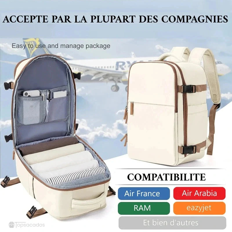 Sac à dos bagage à main approuvé par plusieurs compagnies aériennes comme Air France, easyJet, RAM.