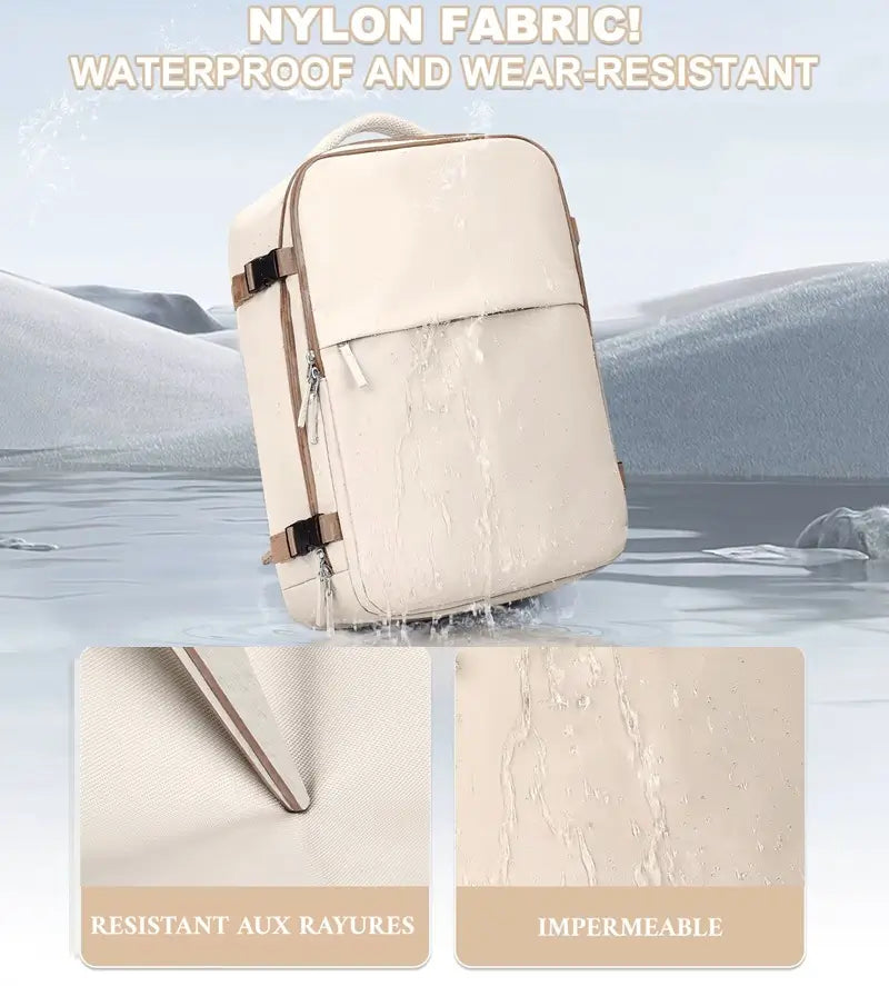 Sac à dos bagage à main imperméable et résistant aux rayures, idéal pour voyager en toute sécurité.