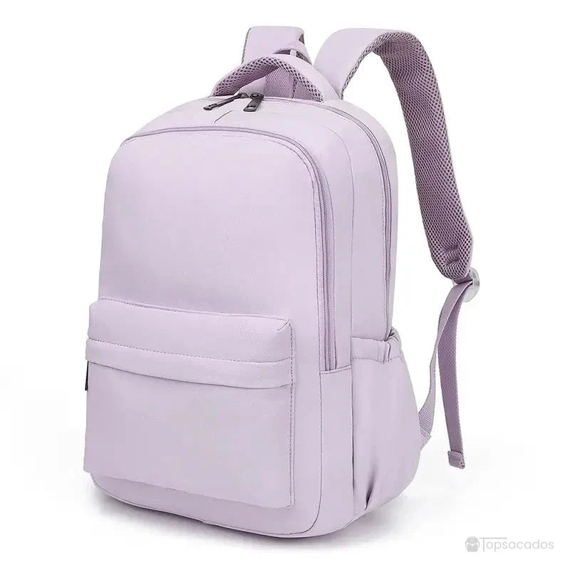 Sac à dos collège violet clair avec design épuré et rembourrage visible, parfait pour les ados et collégiens.