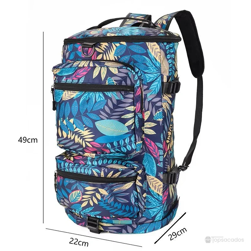 Sac à dos compartiment chaussure avec mesures indiquées : 49 cm de haut, 29 cm de large et 22 cm de profondeur