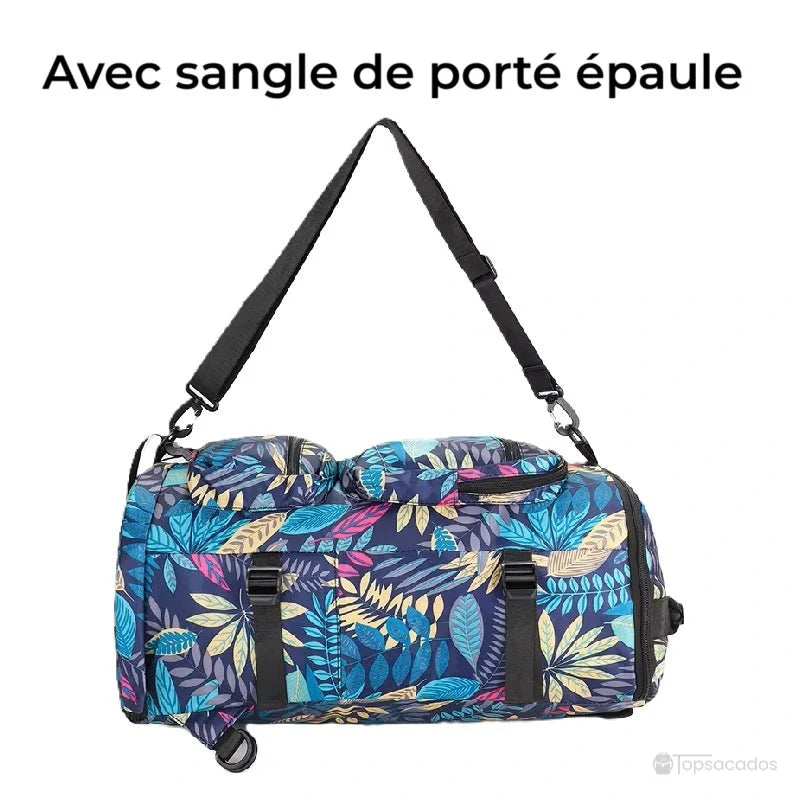 Sac à dos compartiment chaussure porté épaule avec sangle réglable, transformé en sac de sport au sol