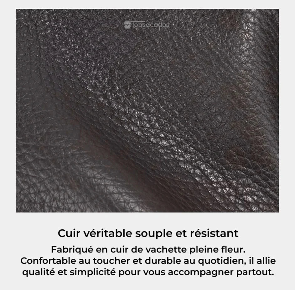 Sac à dos cuir femme zoom sur texture en cuir véritable souple et résistant