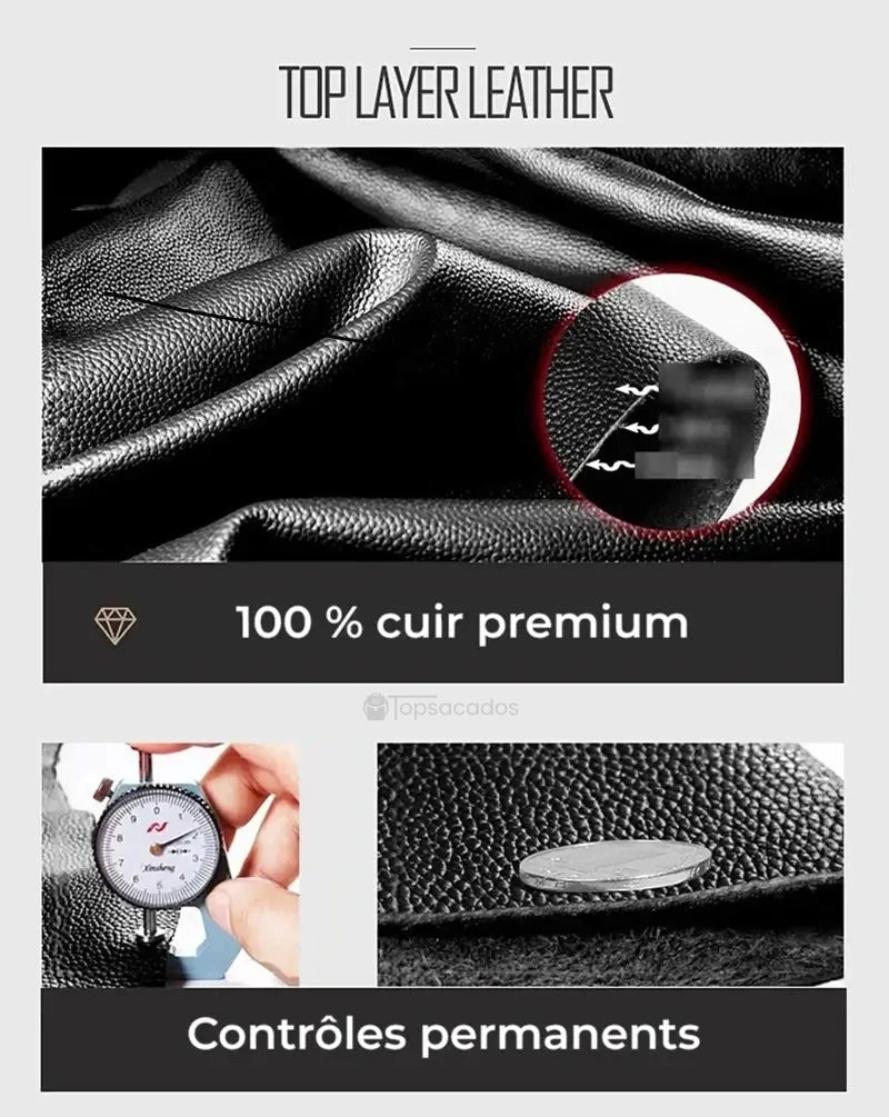 Sac à dos cuir femme tendance matière 100% cuir premium, tests qualité et contrôle d’épaisseur en atelier.
