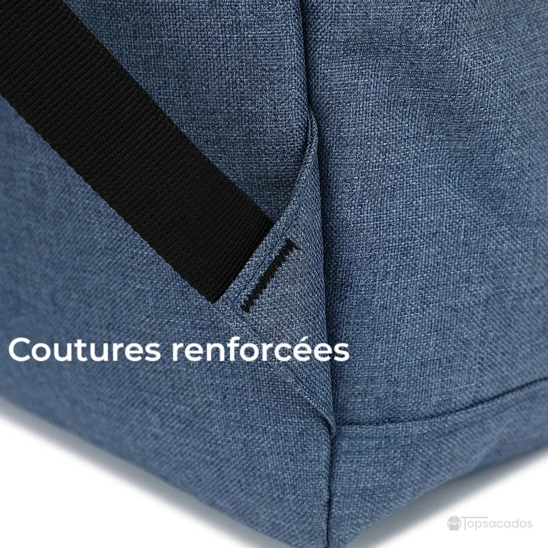 Sac à dos école garçon avec zoom sur les coutures renforcées, montrant la qualité de fabrication.