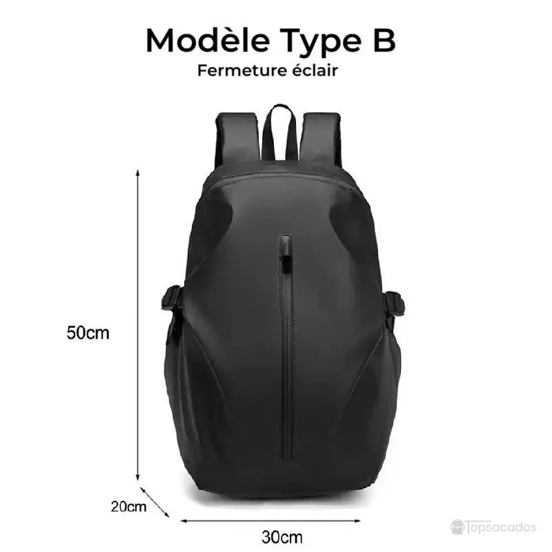 Sac à dos étanche pour moto modèle B avec fermeture zippée classique, dimensions 50 x 30 x 20 cm