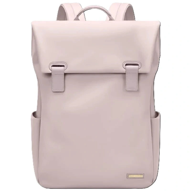 Sac à dos femme antivol rose poudré avec rabat et poches latérales