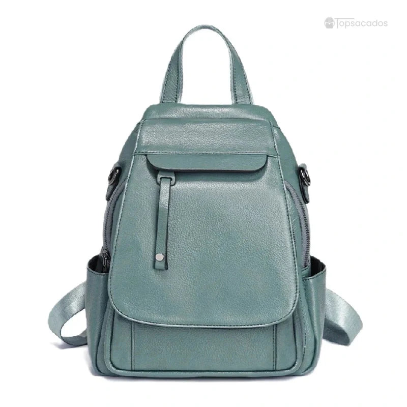 Sac à dos femme élégant vert sauge avec poches latérales pratiques pour une organisation optimale