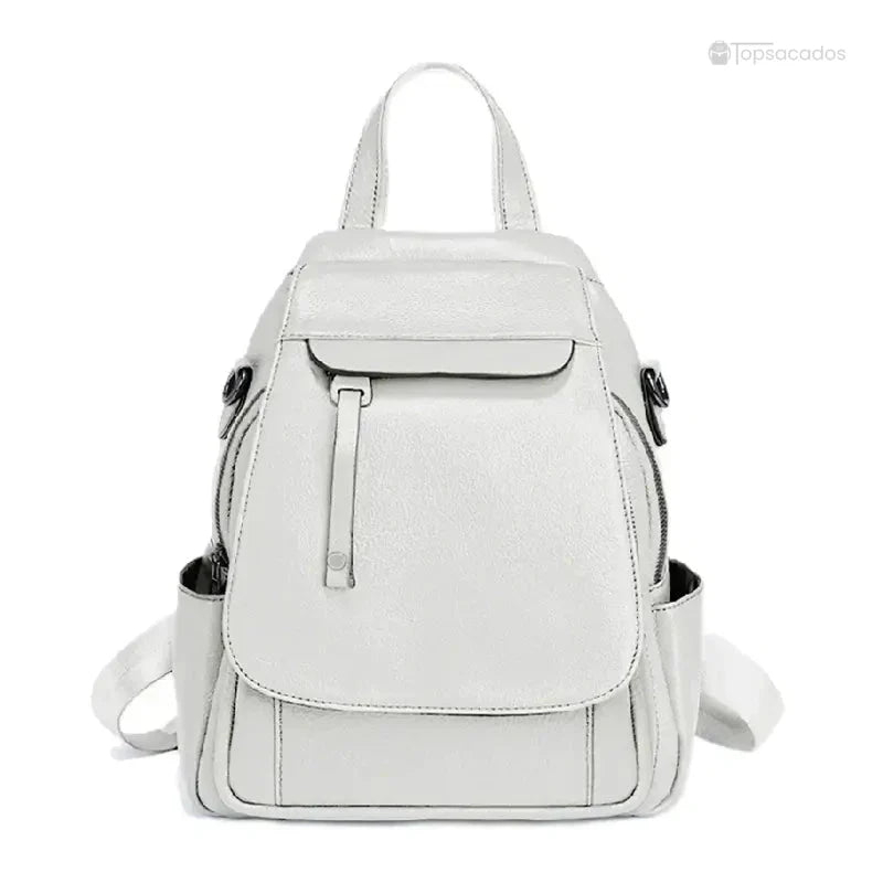 Sac à dos femme élégant blanc en cuir véritable, minimaliste et raffiné pour toutes les occasions