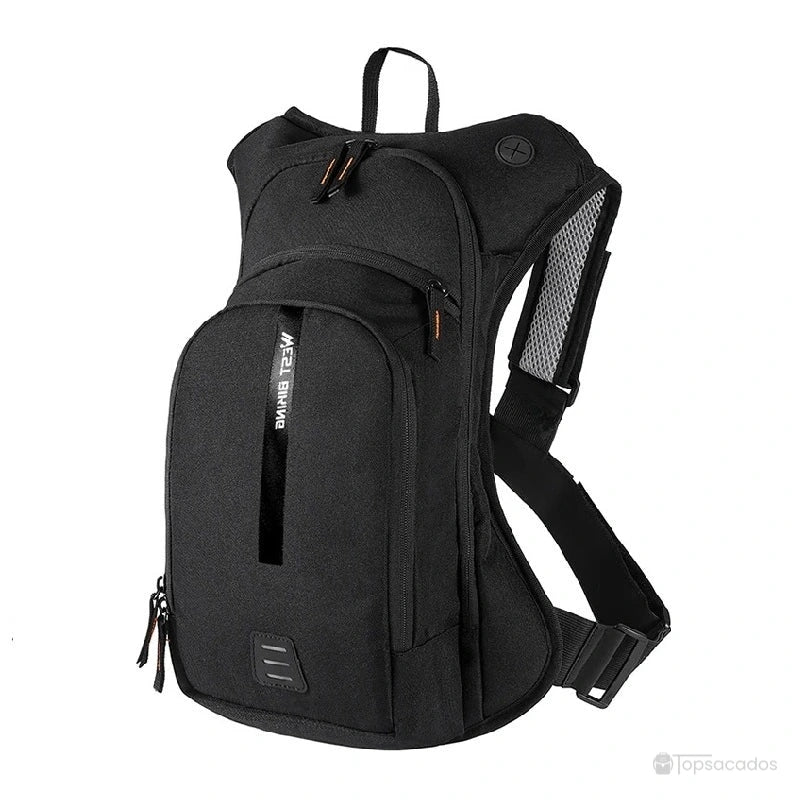 sac à dos hydratation 2 litres noir compact avec design sportif et compartiments zippés, posé en studio sur fond blanc, idéal pour vélo ou randonnée