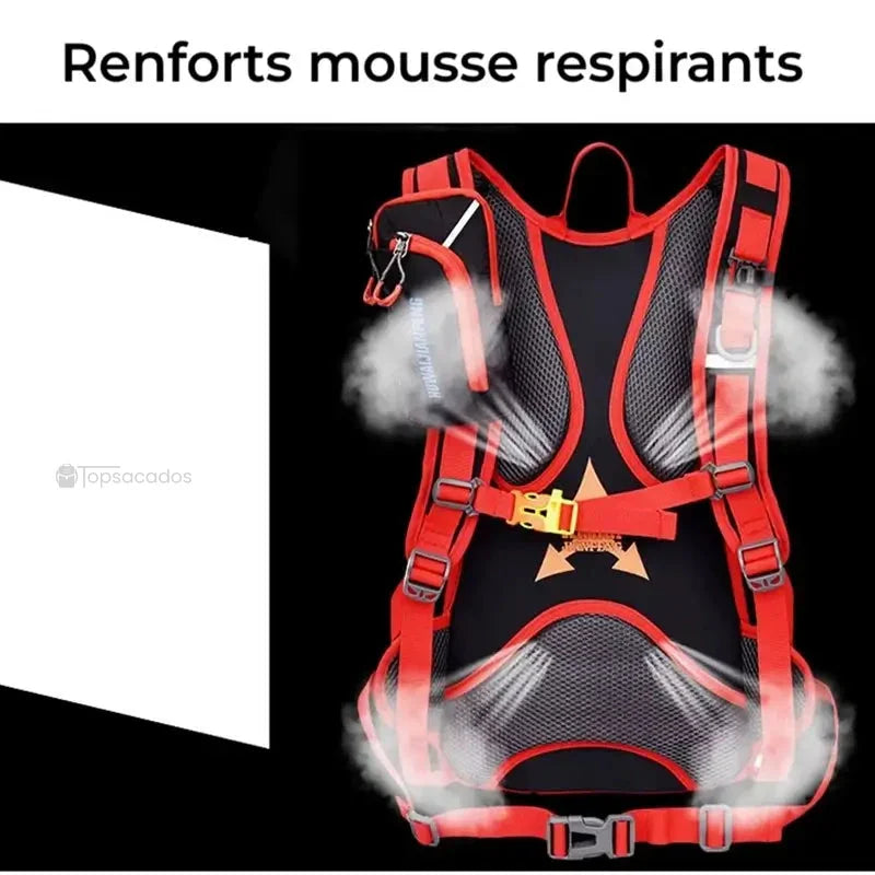 sac à dos hydratation avec renforts en mousse respirante pour un meilleur confort dorsal