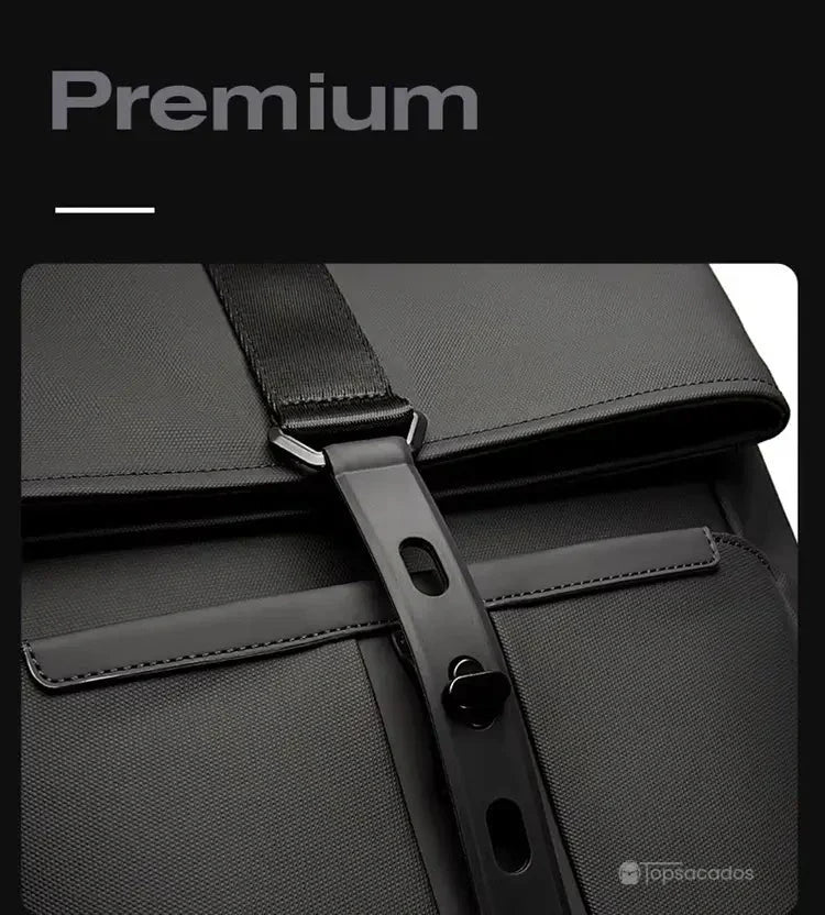 Sac à dos ordinateur étanche avec fermeture à sangle élégante et matériaux premium pour un usage professionnel stylé.