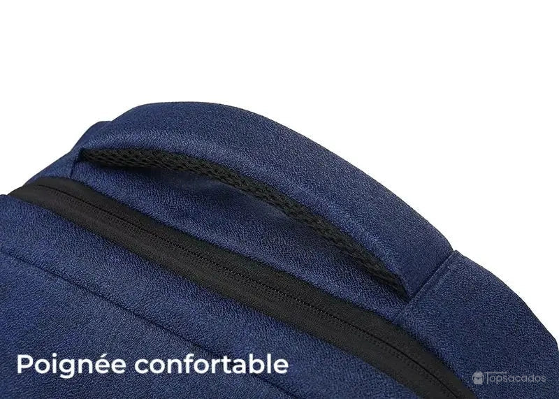 Sac à dos ordinateur Femme gros plan sur poignée supérieure renforcée et rembourrée pour un transport confortable.