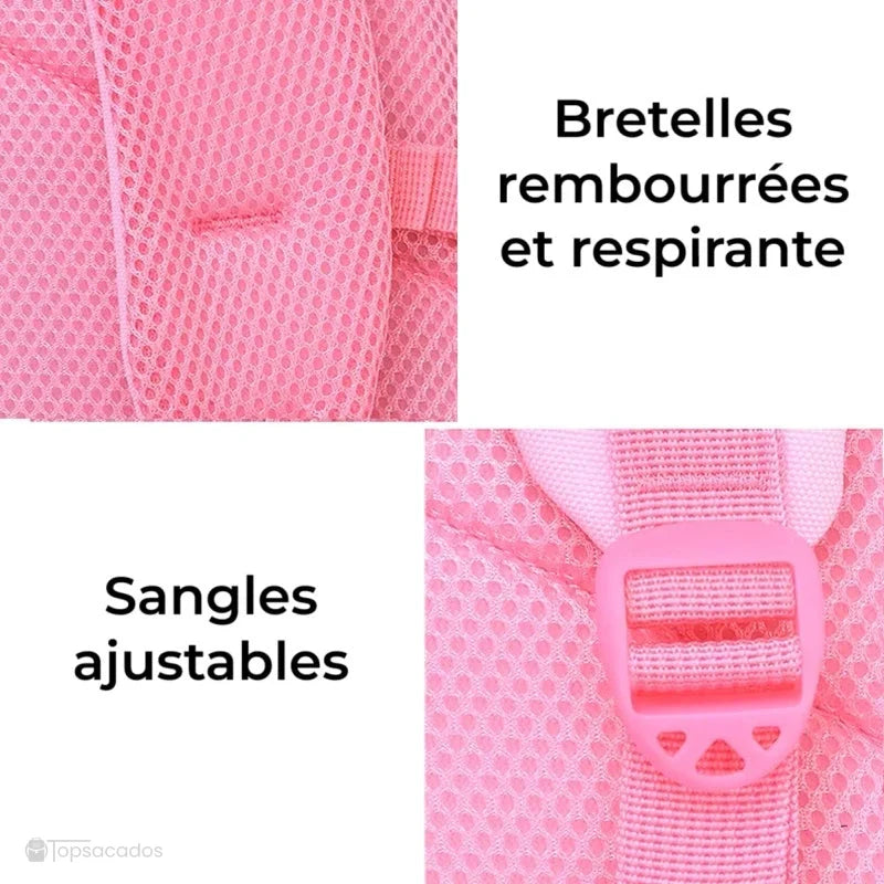 sac a dos petite section doté de bretelles rembourrées respirantes et de sangles ajustables pour un confort optimal à l’école maternelle