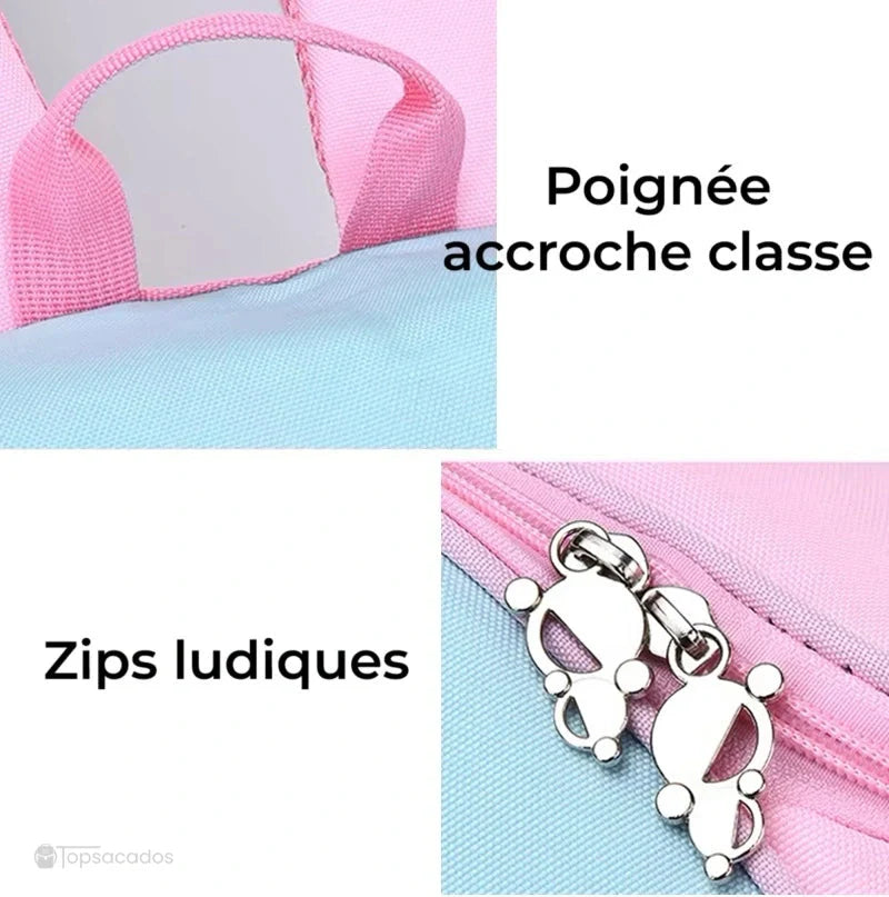 sac a dos petite section avec poignée robuste rose et fermetures éclairs ludiques en forme d’oursons, pour un usage quotidien amusant