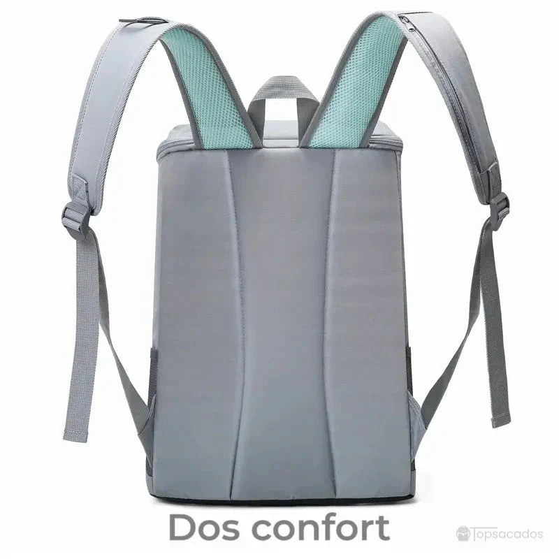 Sac à dos picnic isotherme vu de dos, mettant en avant son dos rembourré pour un confort optimal lors du port.