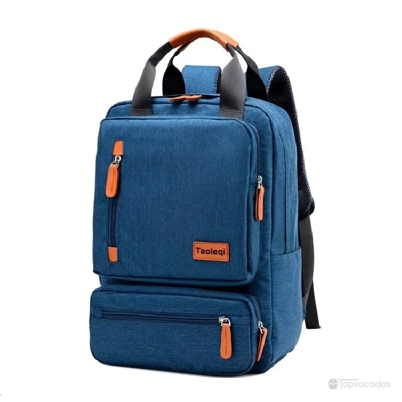 Sac à dos pour lycéen bleu marine avec multiples compartiments zippés, idéal pour une organisation efficace.