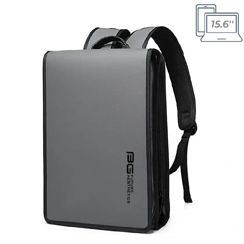 Sac Ă dos pour PC portable 15.6 pouces gris vu de trois quarts, avec design rectangulaire rigide