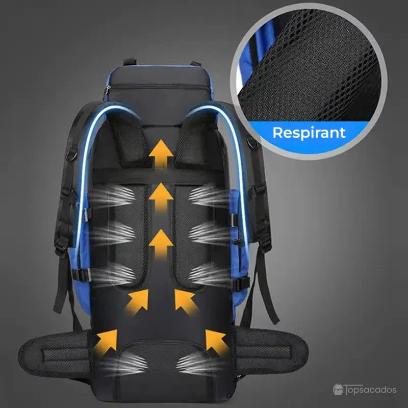 Sac à dos randonnée respirant avec dos rembourré et bretelles ventilées pour un meilleur confort lors de longues marches.
