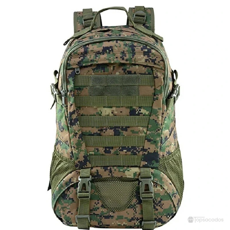 Sac à dos tactique 35 litres camouflage digital vert et marron pour missions tactiques