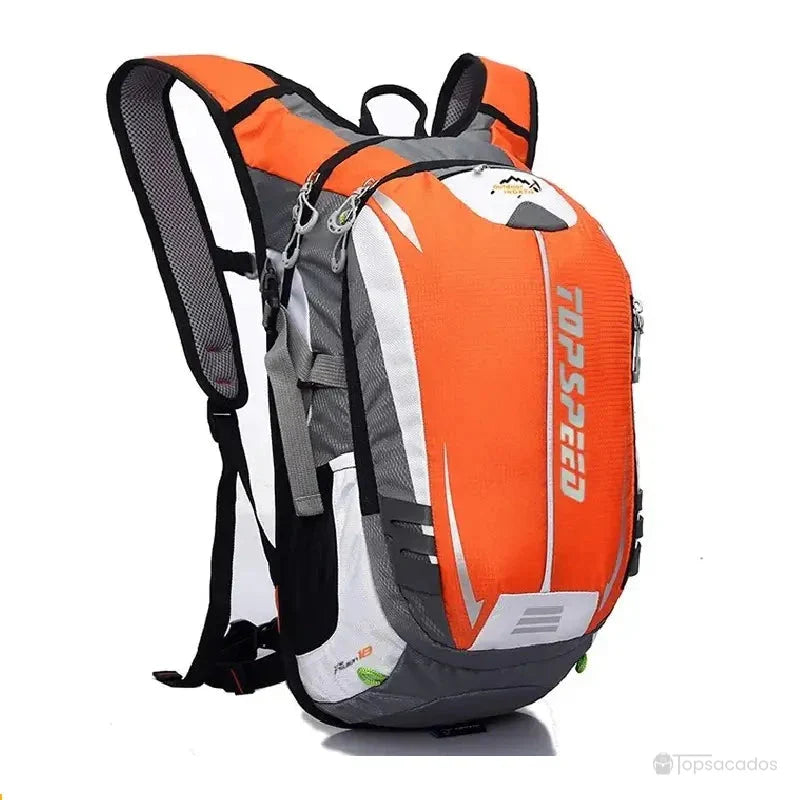 Sac à dos vélo orange et gris, compact et résistant, idéal pour les trajets urbains