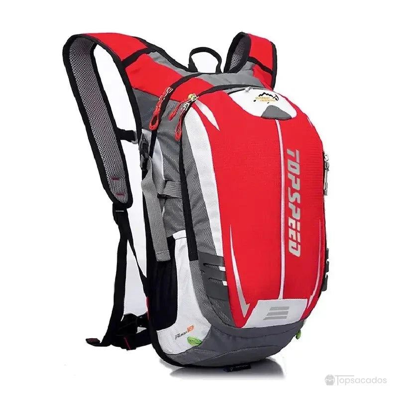 Sac à dos vélo rouge et gris au design aérodynamique pour homme ou femme cycliste