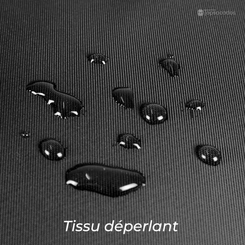 Sac à dos ventral chien avec tissu déperlant noir perlé de gouttes d’eau