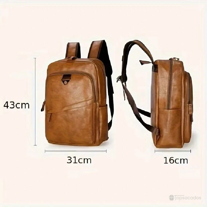 Sac à dos ville homme avec dimensions indiquées : 43 cm de hauteur, 31 cm de largeur et 16 cm de profondeur.