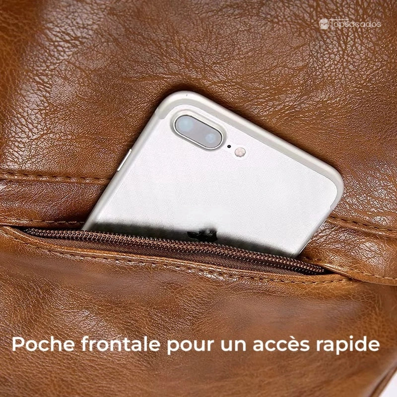 Sac à dos ville homme avec poche frontale pratique pour un accès rapide au smartphone ou aux petits objets.