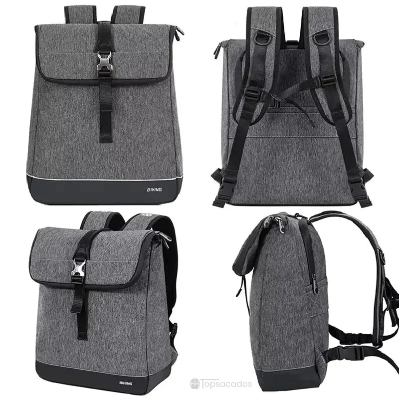 Sacoche vélo Sac à dos présentée sous quatre angles différents sur fond blanc : face, dos, profil et trois-quarts