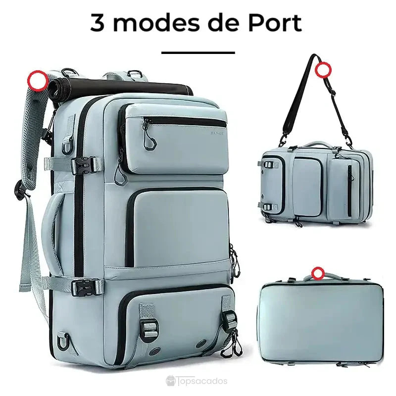 Sac à dos 30L affiché en trois modes de port : sac à dos, sac à main latéral avec bandoulière et port horizontal à la main.