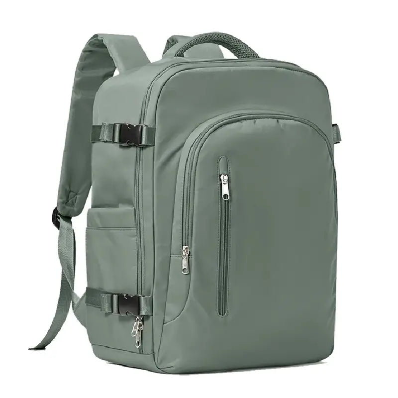Sac à dos 30 litres vert kaki avec fermeture frontale verticale, sangles robustes et tissu mat