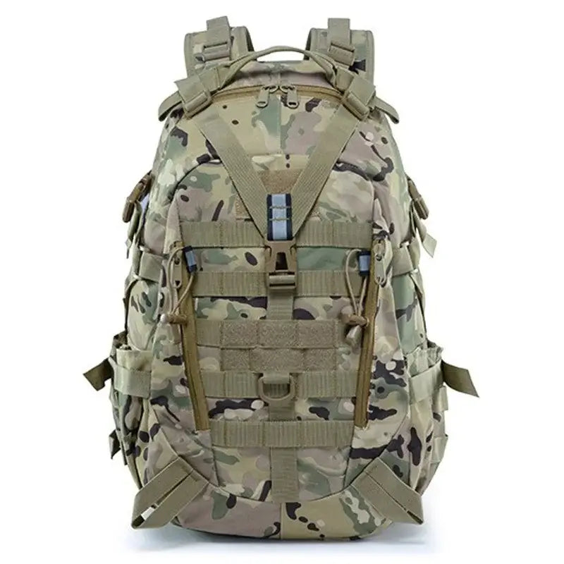 sac à dos camouflage cp multicolore avec motif militaire classique, conçu pour les randonnées ou les excursions