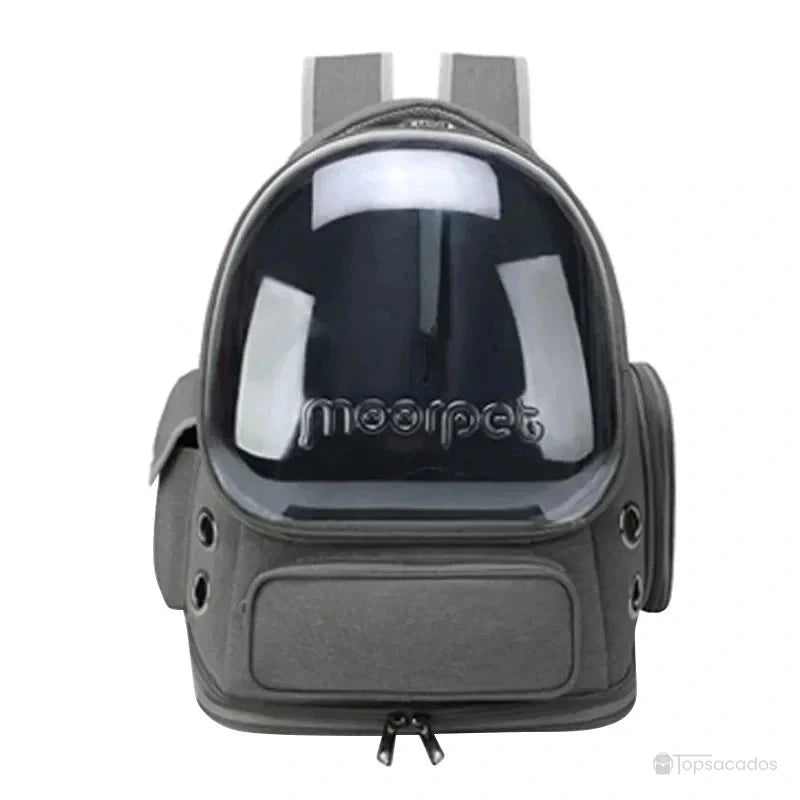 Sac à dos chat premium gris anthracite avec coque avant rigide, parfait pour les propriétaires de chats recherchant un transport pratique et élégant.