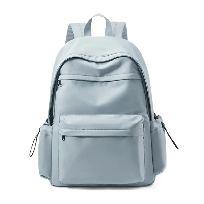 Sac à dos collège fille bleu ciel imperméable avec compartiments multiples, idéal pour les livres et accessoires scolaires.