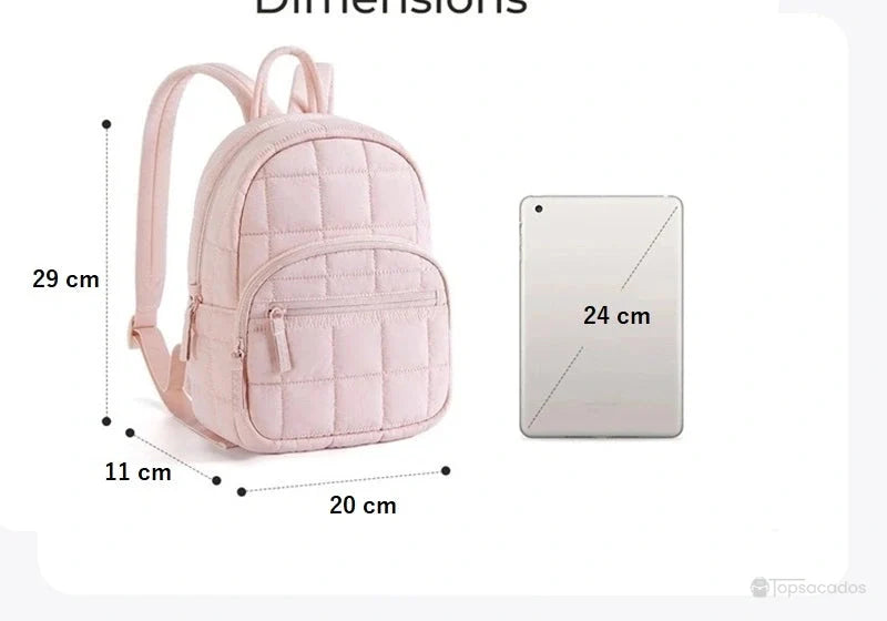 sac à dos college rose aux dimensions 29x20x11 cm comparé à une tablette de 24 cm