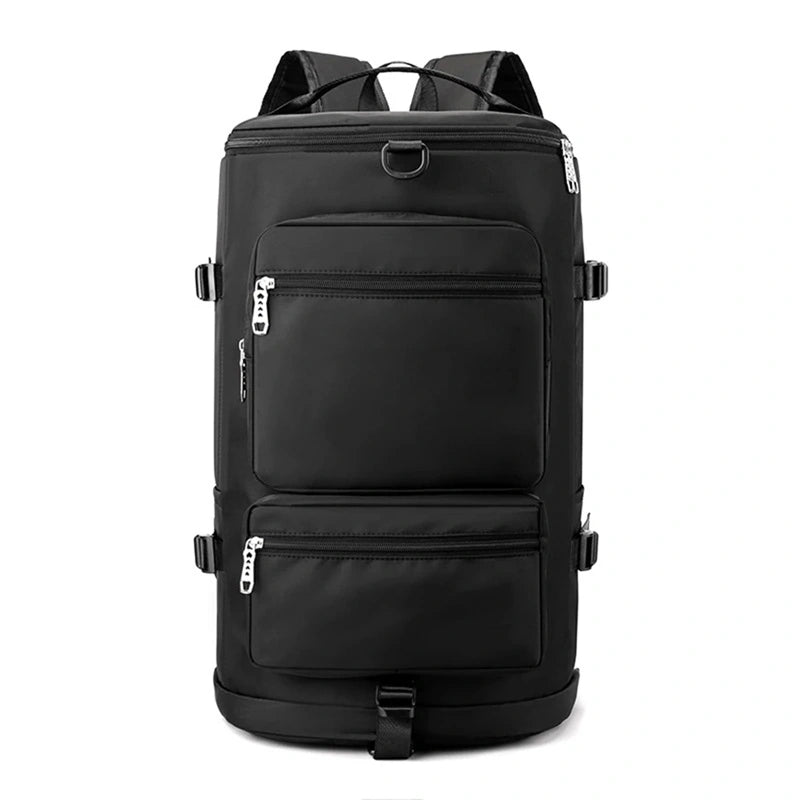 Sac à dos compartiment chaussure noir uni, sobre et élégant, idéal pour les déplacements professionnels ou sportifs