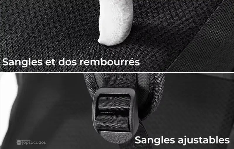Sac à dos étanche avec sangles réglables et dos rembourré pour un confort optimal lors de déplacements prolongés.