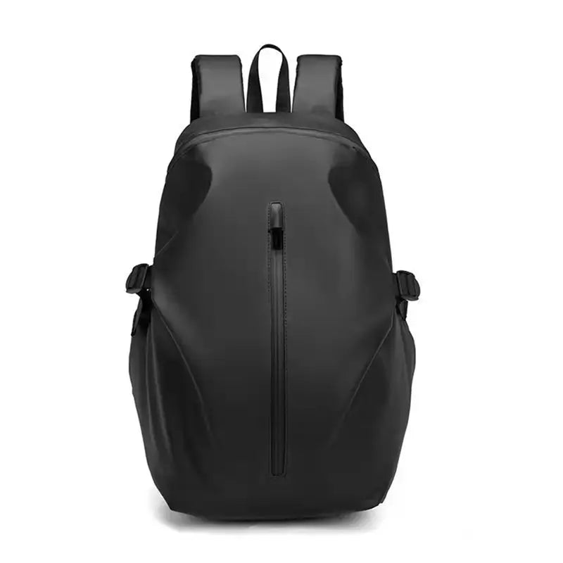 Sac à dos étanche pour moto noir vu de face, avec fermeture verticale discrète et design lisse moderne
