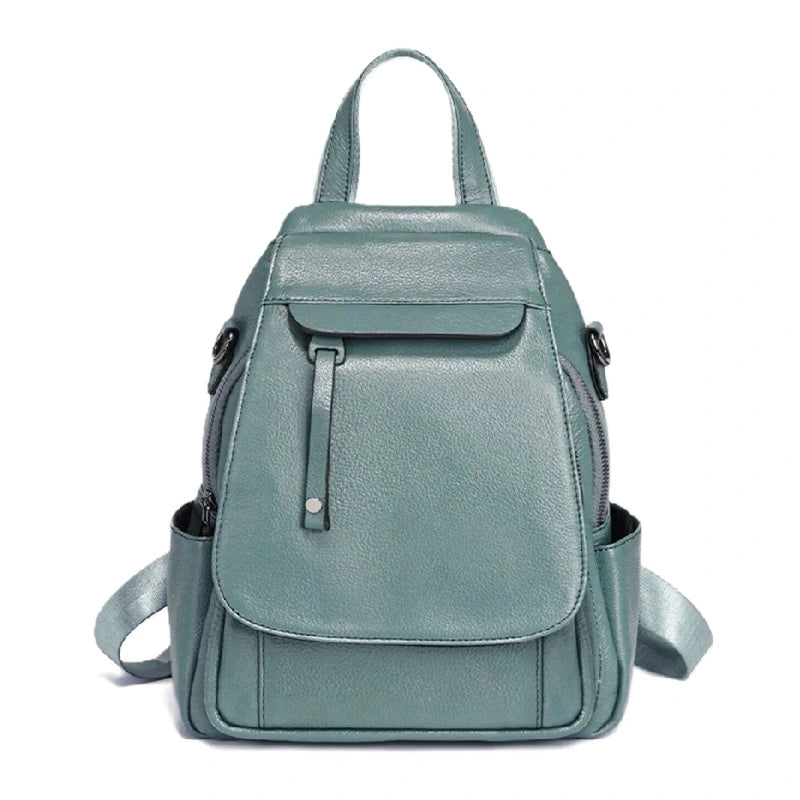 Sac à dos femme élégant vert sauge avec poches latérales pratiques pour une organisation optimale