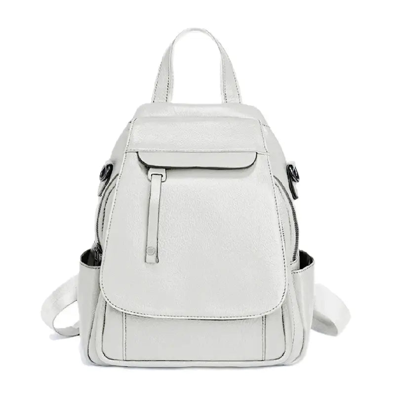 Sac à dos femme élégant blanc en cuir véritable, minimaliste et raffiné pour toutes les occasions
