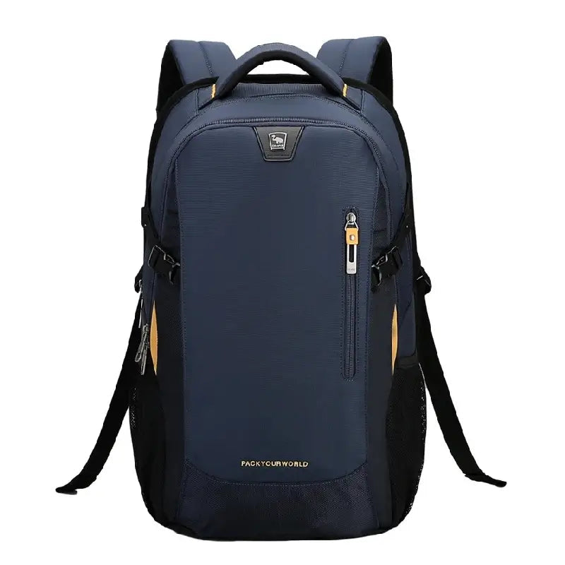 sac a dos lycee garcon bleu marine moderne avec poches latérales et fermeture éclair frontale, idéal pour un usage scolaire quotidien