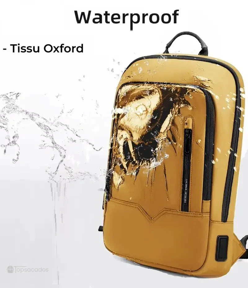 sac à dos ordinateur femme 15,6 pouces en tissu Oxford jaune avec protection waterproof, éclaboussé par de l’eau