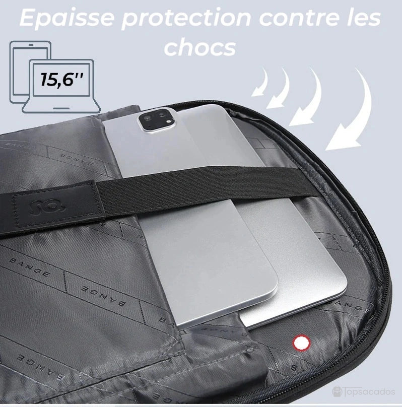 Sac à dos ordinateur portable ouverture par le dessus avec compartiment renforcé et bande de maintien pour ordinateur 15,6 pouces et tablette