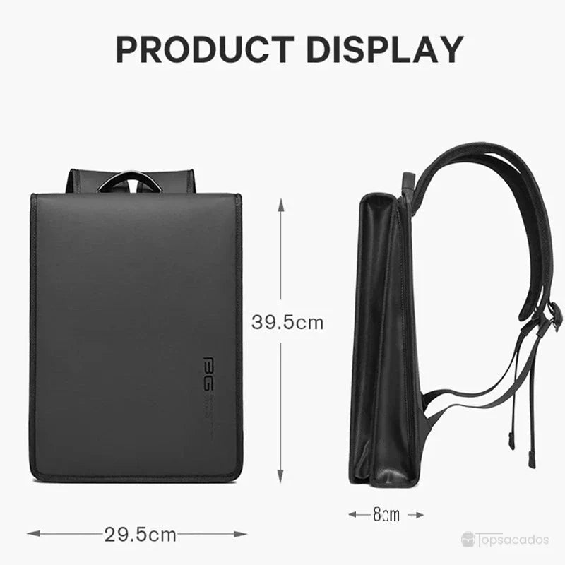 Sac à dos pour PC portable 15.6 pouces vu de face et de profil avec indication des dimensions 39.5 cm par 29.5 cm par 8 cm